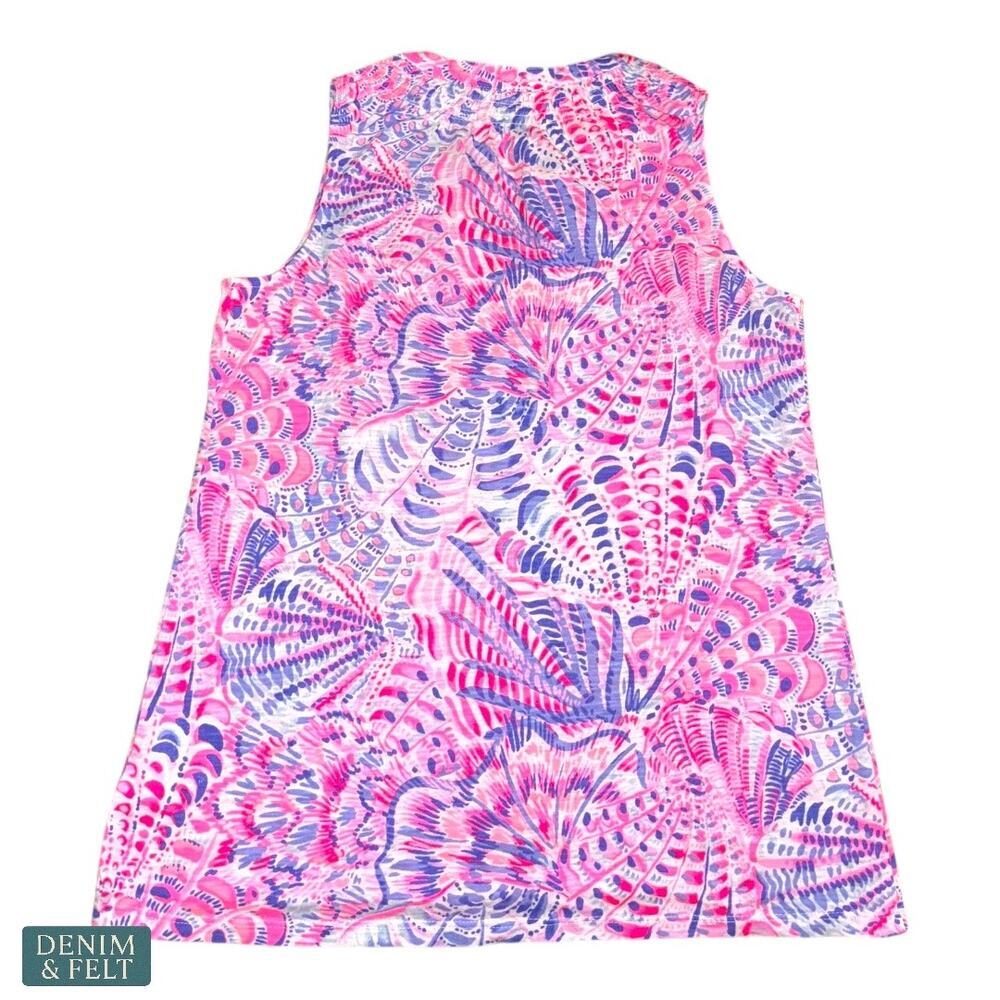 Lilly Pulitzer Essie Tank Top XS Berry Sea You Soon Pink Blue Print Summer - Picture 10 of 14